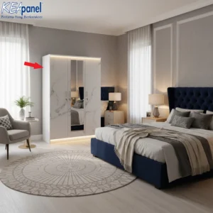Kea Panel - Lemari Pakaian 3 Pintu Cermin  Lemari Baju Modern Motif Marble