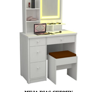 Meja Rias Cermin LED Minimalis, Meja Rias Lampu Aesthetic Modern dengan Kursi